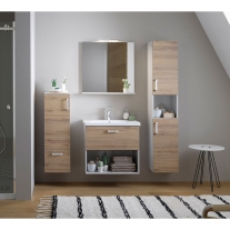 Set mobilier suspendat si lavoar Kolpasan, Evelin, 80 cm, stejar gri